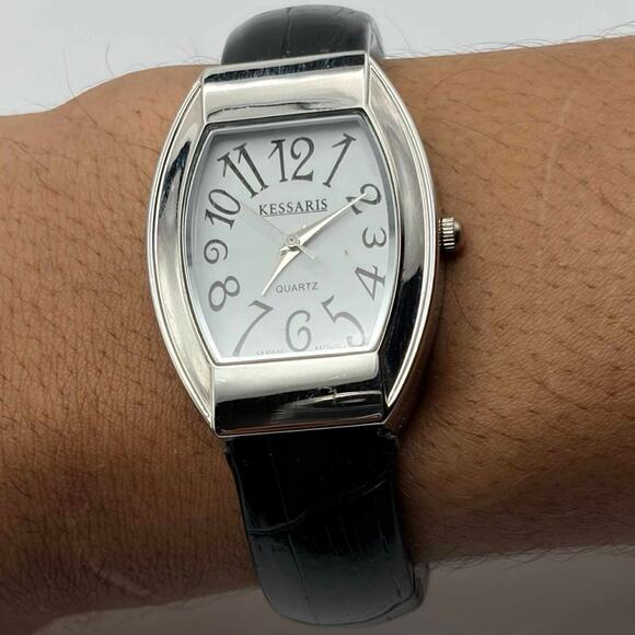 Silver & Black Kessaries Cuff Watch - Picture 2 of 4